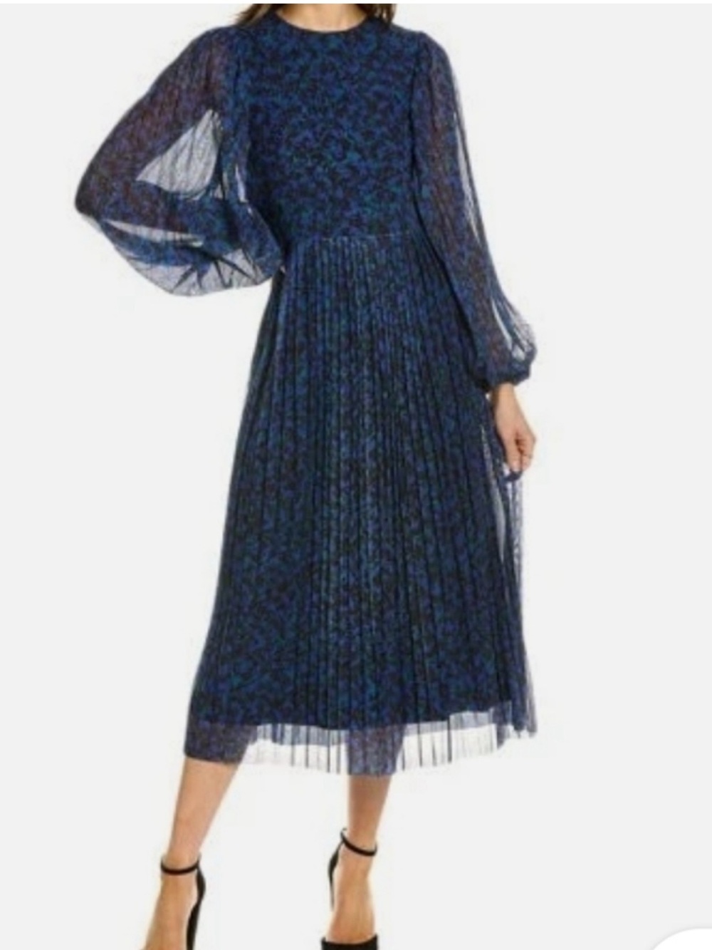 Boden Pleated Mesh Midi Dress